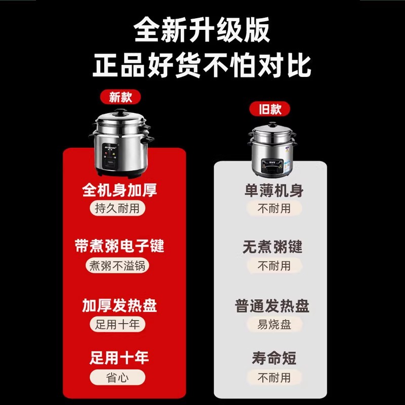 半球304不锈钢电饭煲家用小型1-2-3-4-6人5L多功能蒸煮老式电饭锅5升[304钢胆-带煮粥键]3-6人高清大图