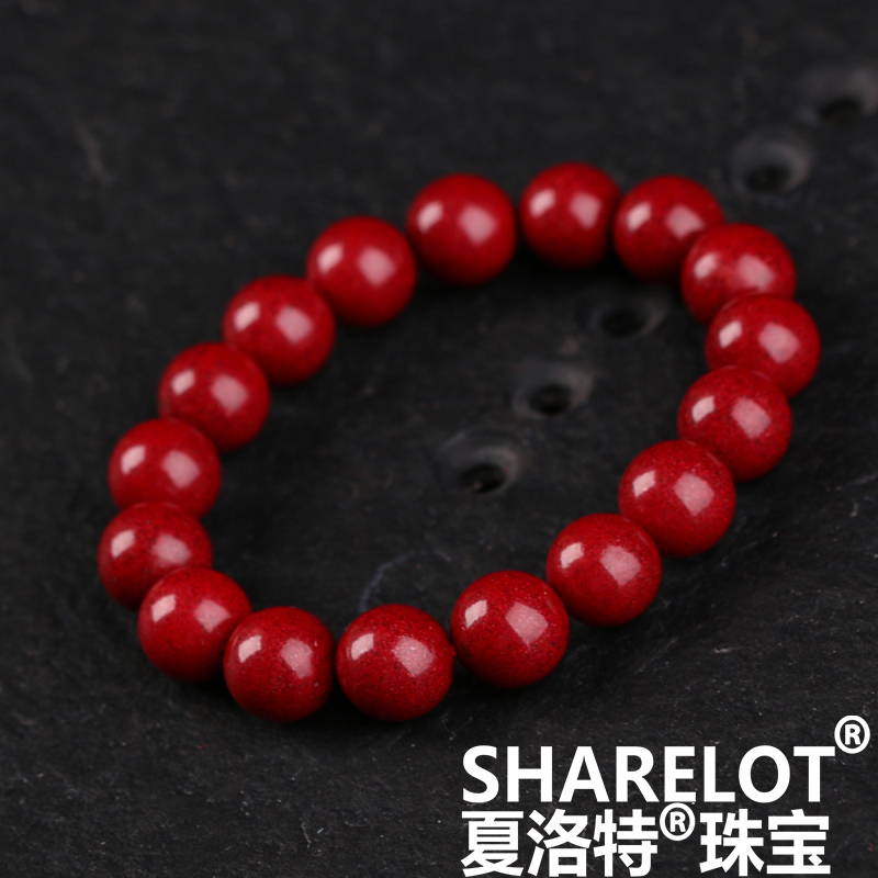 夏洛特天然朱砂手串天然原始原矿紫金砂情侣手链辟邪避小人