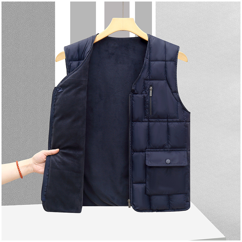 秋冬装马甲男中老年人加绒加厚多袋马夹爷爷保暖上衣爸爸背心坎肩