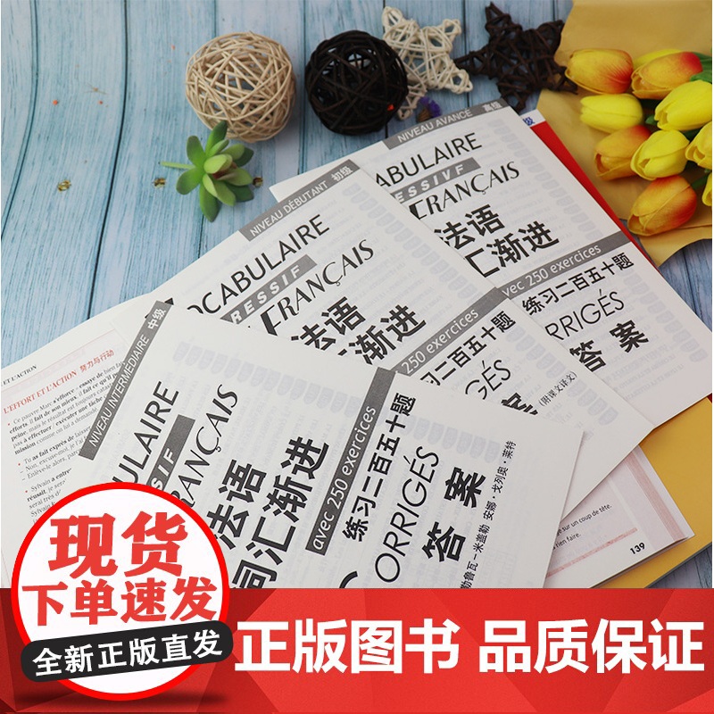 法语自学入门教材法语渐进词汇练习250题初级+中级+高级3本套装法语专业考试单词词汇练习自学备考辅导书籍高清大图