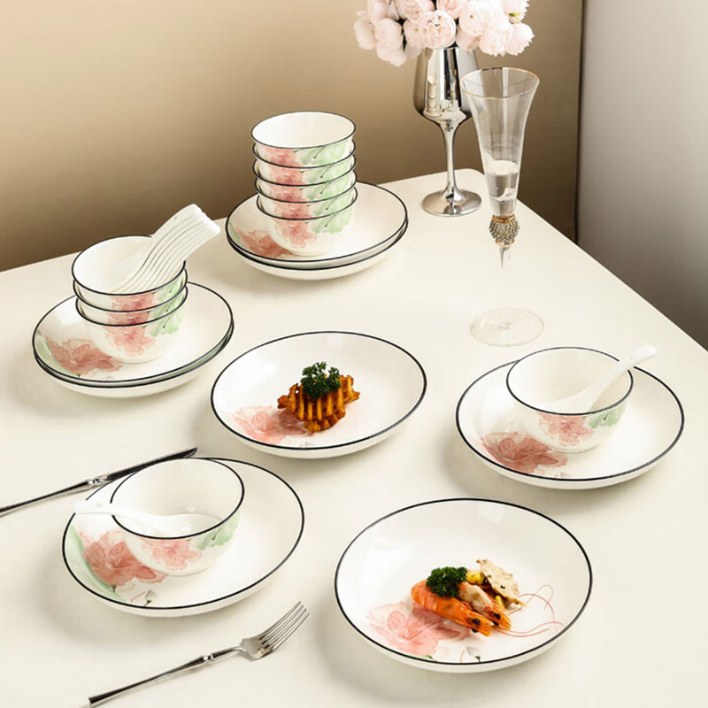 尚陵 (SHANG LING) 芙蓉赋系列餐具 8件套(4碗+4勺+礼盒)高清大图