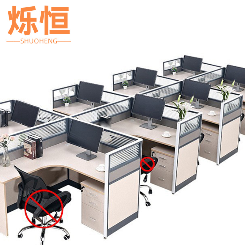 烁恒 办公桌 T型8人位+柜 套高清大图