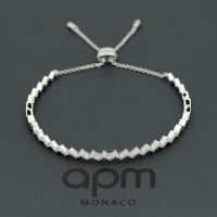APM Monaco时尚Z字形手链通用 高级设计感手腕链法式银首饰送女友AB3363OX/RB3363OX