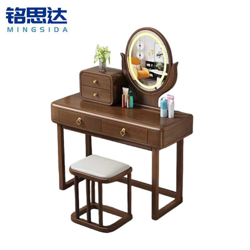 铭思达实木梳妆台100cm套