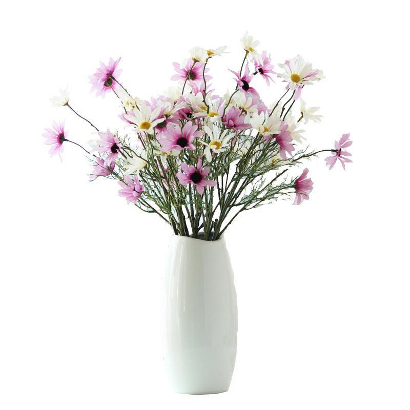 单支小雏菊客厅创意仿真花假花绢花家居花艺装饰品餐桌花10支-白色