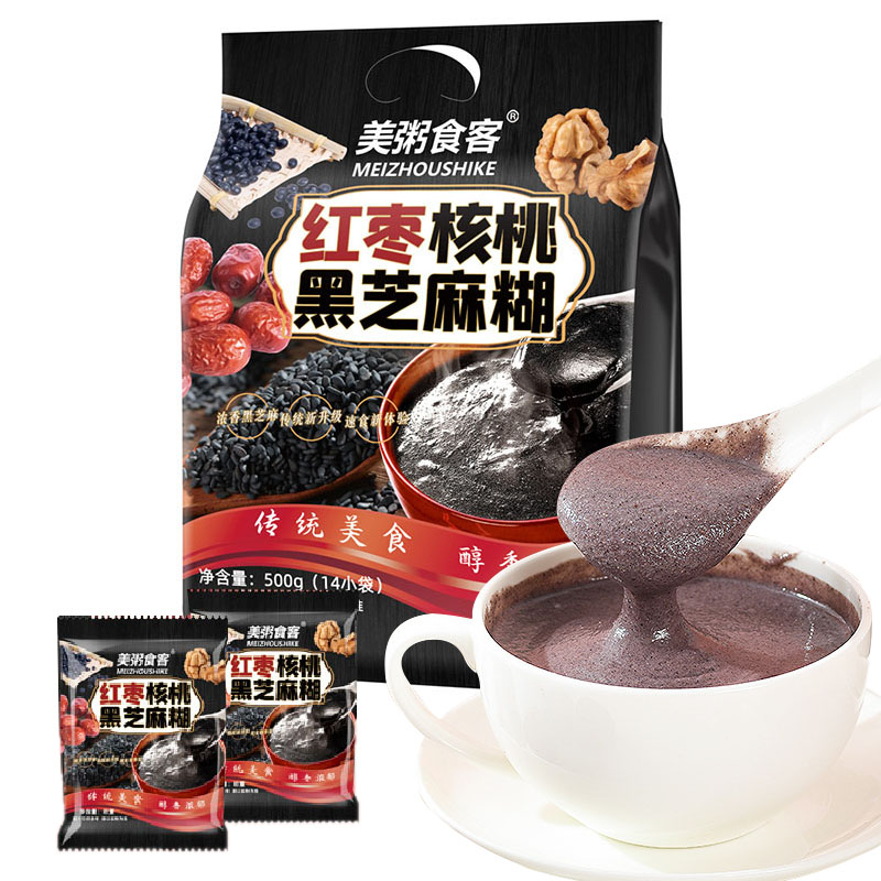 美粥 红枣核桃黑芝麻糊500g/袋芝麻糊手提大袋小袋装