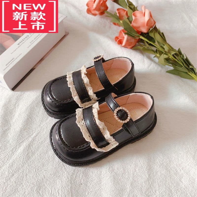 可莉允2022年春季新款童鞋小女孩甜美花边公主鞋韩版气质简约女童单皮鞋运动休闲鞋图片