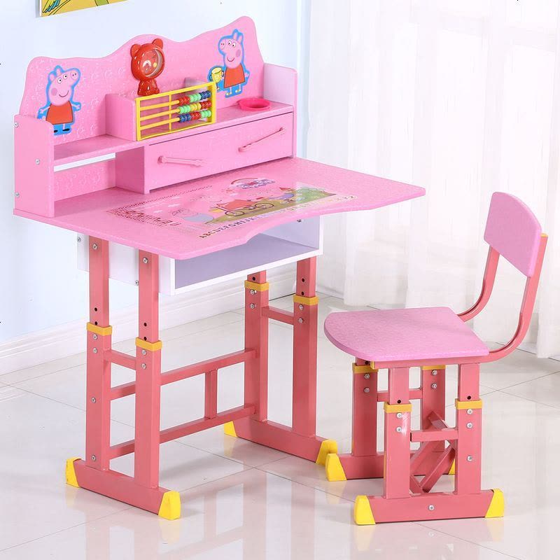 儿童学习书桌小孩桌子男女孩作业课桌椅组合套装小学生家用可升降 优质加大吸塑款X87米奇木纹色 桌椅一套图片
