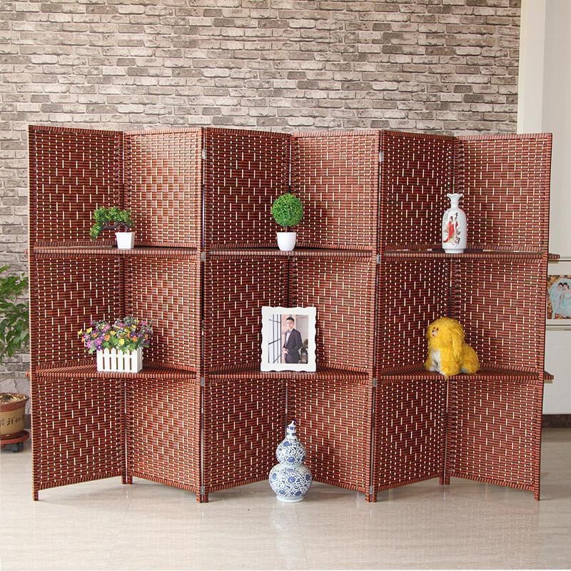 BONJEAN现代简约中式实木编屏风隔断客厅院办公室折屏移动藤编屏风