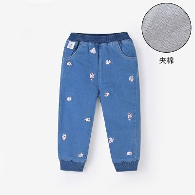 【福利】铅笔俱乐部童装女小童长裤冬装儿童牛仔棉裤宝宝保暖裤子 牛仔蓝 90cm
