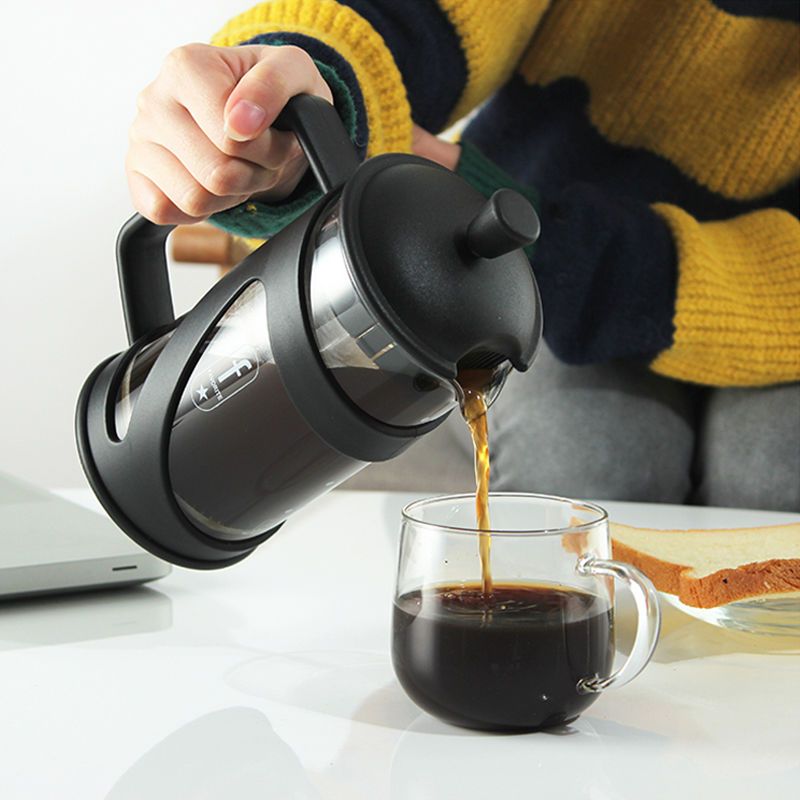 法压壶咖啡壶手冲滤压壶玻璃冲茶器打奶泡按压泡茶壶咖啡过滤杯器|350ML法压壶+可水洗磨豆机