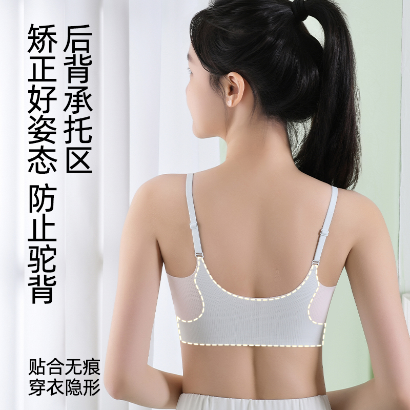 猫人少女内衣初高中学生二三阶段运动防震薄款透气固定杯背心文胸高清大图