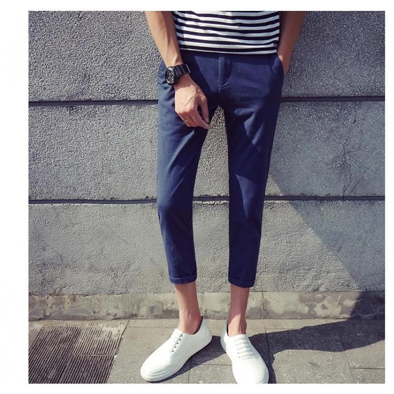 八分裤男百搭显瘦男生裤子韩版流布裤休闲裤学生修身小脚8分裤