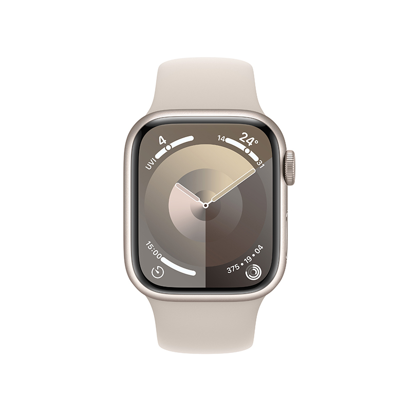 Apple Watch Series 9 (GPS) 41 毫米星光色铝金属表壳 星光色运动型表带 - M/L