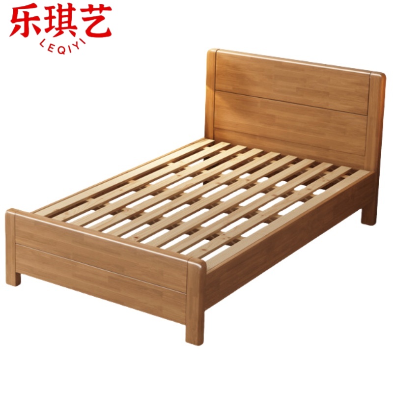 乐琪艺 实木单人床 榉木色 2000*1500*950mm 张高清大图
