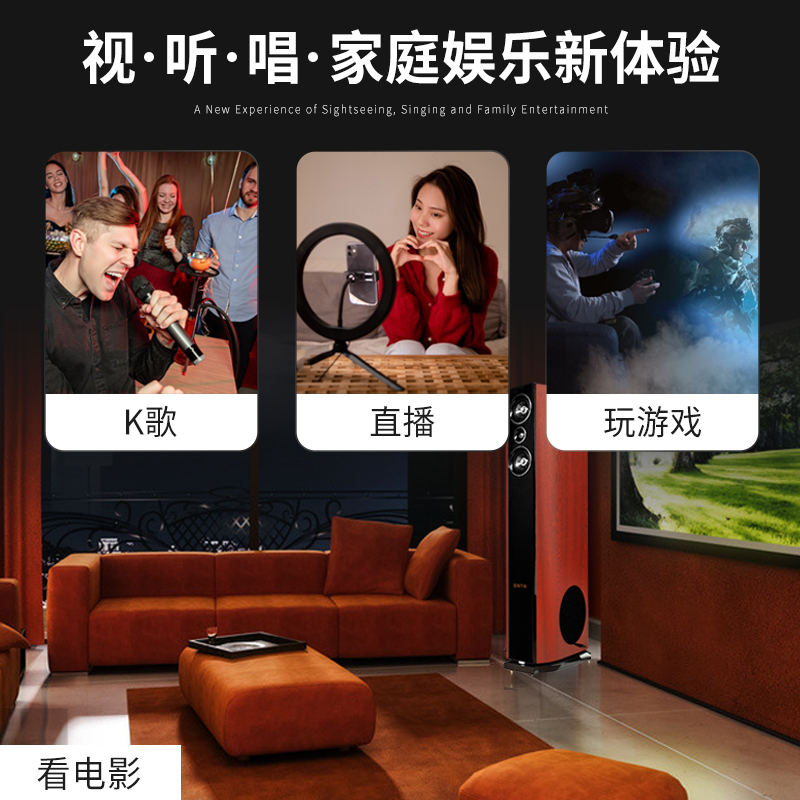奔腾(BNTN)套装家庭影院KTV音响卡拉OK音箱组合点歌机电视客厅会议音响5.1声道功放低音炮无线话筒效果器全套