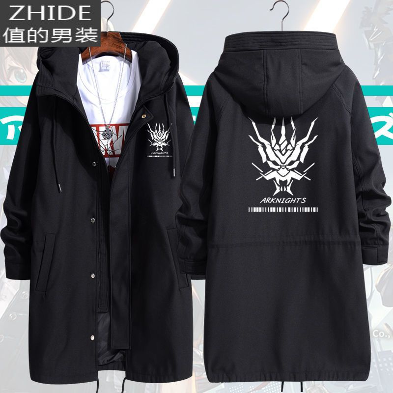 SUNTEK明日方舟罗德岛外套连帽风衣男中长款春秋季宽松帅气衣服动漫大衣风衣高清大图
