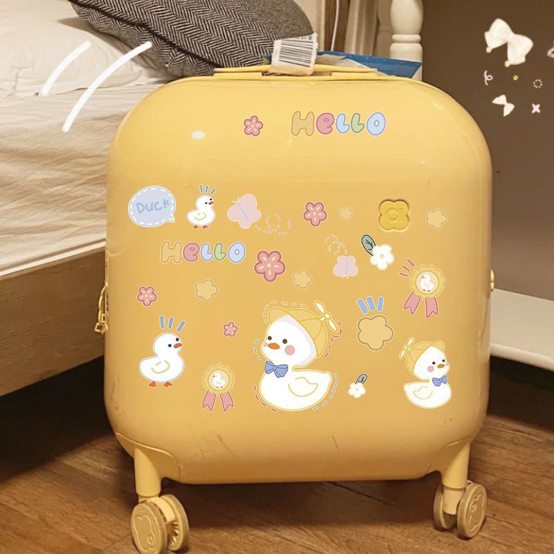 卡通可爱小鸭子行李箱笔记本电脑贴纸旅行箱手机ipad装饰贴画防水小
