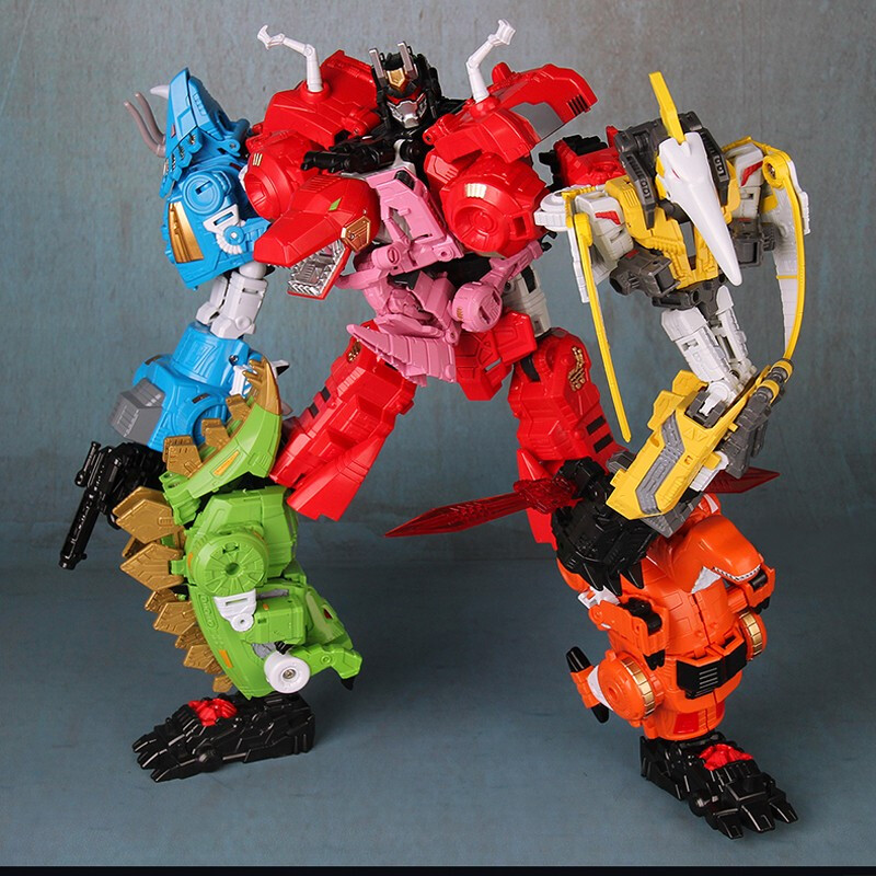龙三角龙迅猛龙合金模型男孩玩具六一节日 合金版彩色六合体变形金刚