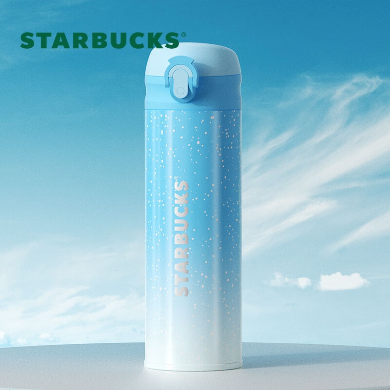 星巴克(Starbucks)星空蓝款系列 弹跳保温杯 高颜值大容量便携随行杯 414ml