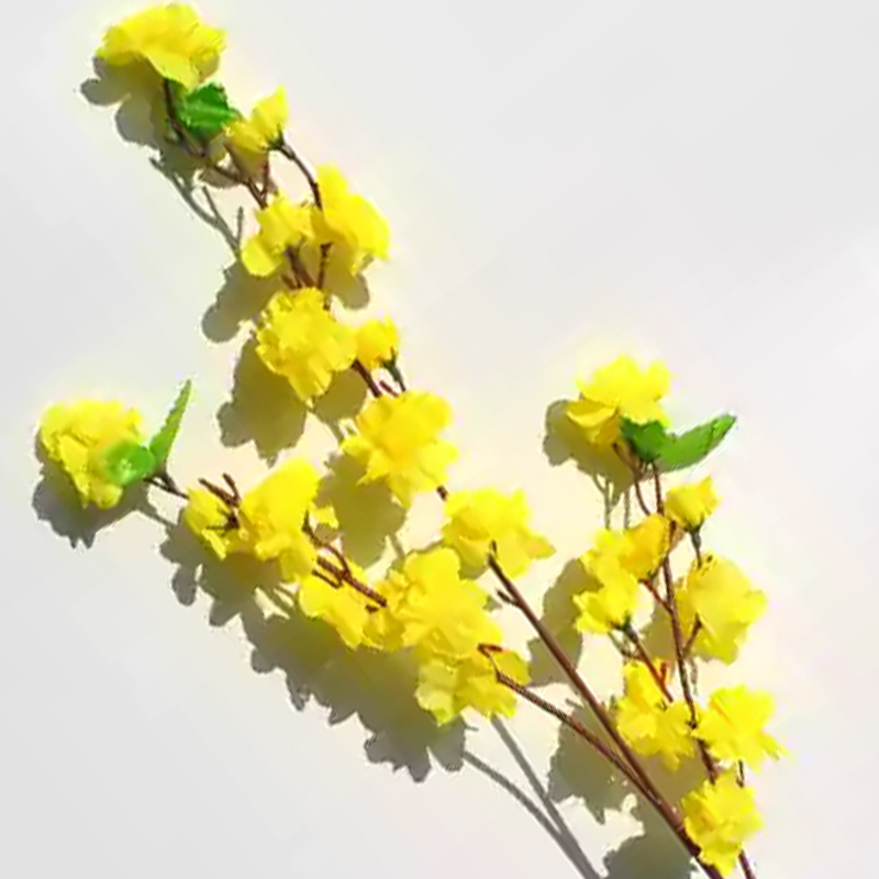 汇特益 仿真桃花 假花客厅高级仿真花 单支塑料干花摆件 68厘米中桃花-黄色(单位:支)高清大图