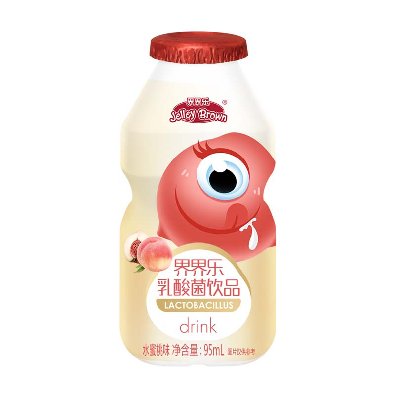 JelleyBrown/界界乐 儿童乳酸菌饮料水蜜桃味95ml*4瓶