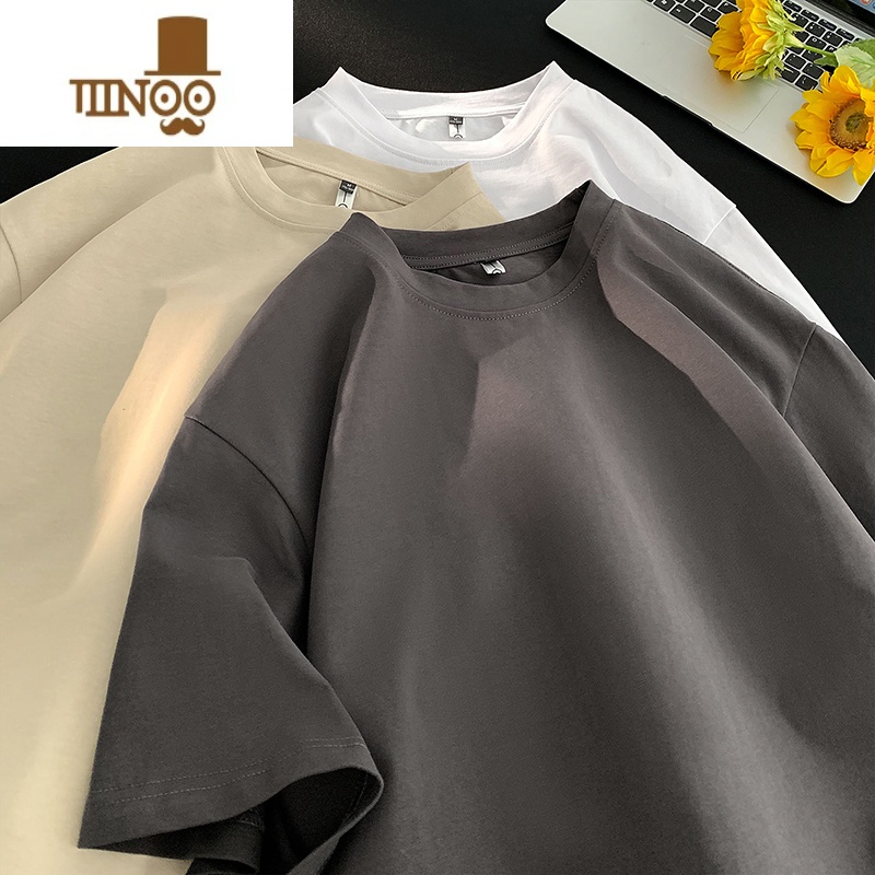 YANXU美式正肩320gt恤男生盐系穿搭ootd短袖三本针夏季七分袖高清大图