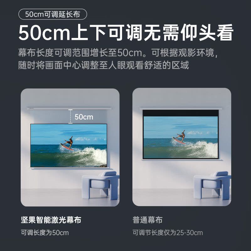 坚果(JMGO)投影仪幕布120英寸悬浮电动激光幕布图片