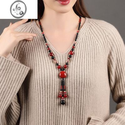 JiMi毛衣链吊坠挂件配饰2023年新款女长款玛瑙项链复古民族风装饰秋冬 链周长67cm