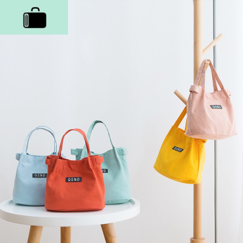 帆布手提袋夏小清新饭盒袋时尚便携水桶包轻便折叠便当小拎包单肩NEW LAKE女士单肩包