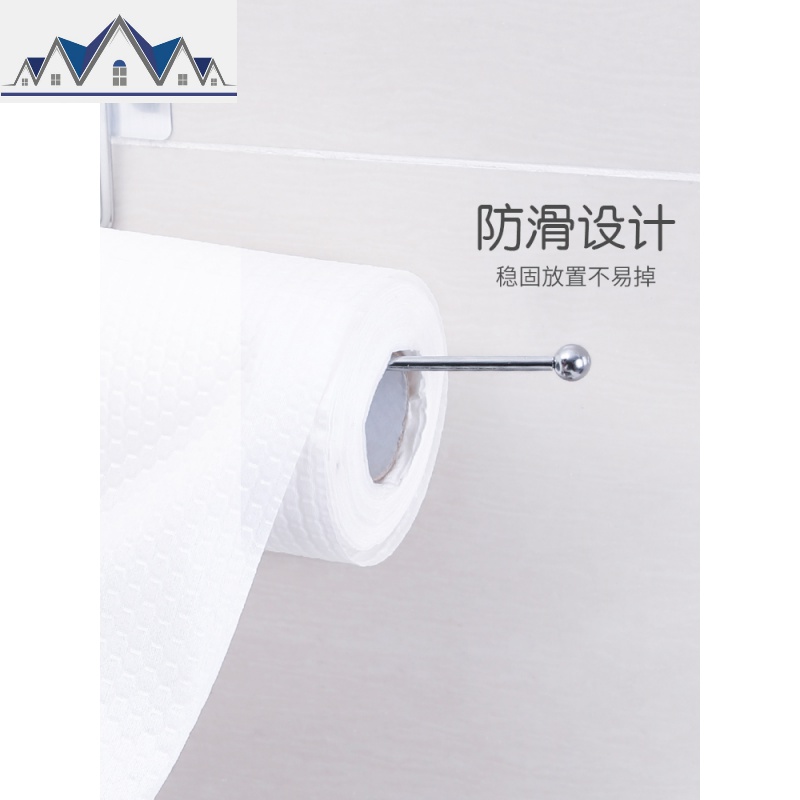 厨房卷纸架橱柜纸巾架免打孔毛巾挂置物架铁艺保鲜膜收纳架壁挂式 三维工匠高清大图