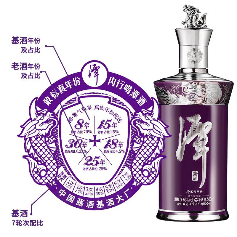 潭酒 紫气东来 53度500ml酱香型 新老版本年份随机高清大图