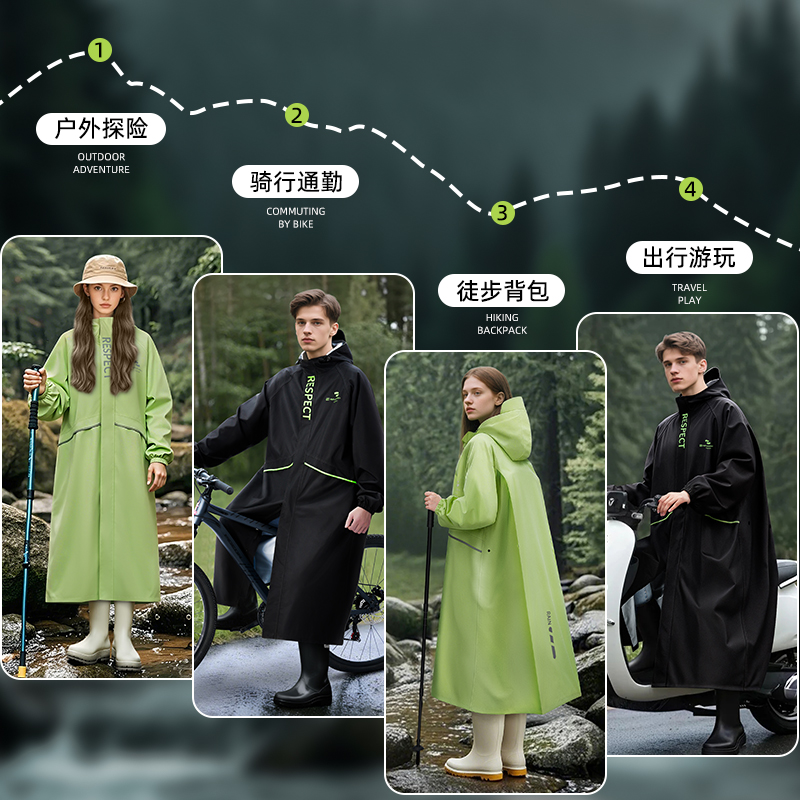 正雨雨衣中学生上学骑行专用防暴雨单人全身成人外穿自行车雨披男9063高清大图