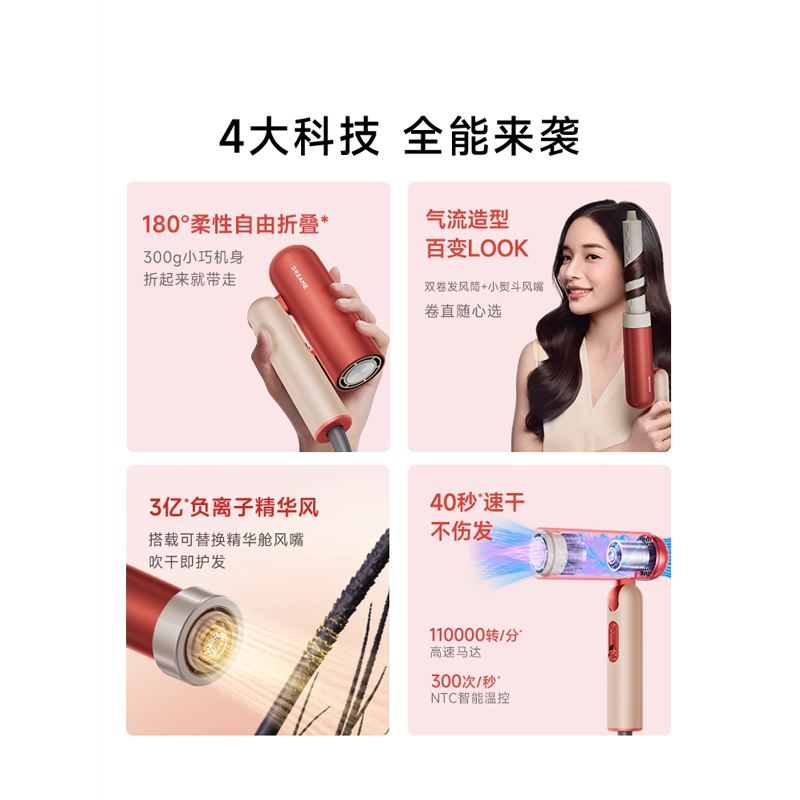 追觅 高速吹风机家用吹风机恒温速干电吹风 P10 Spark-星火红 1个高清大图