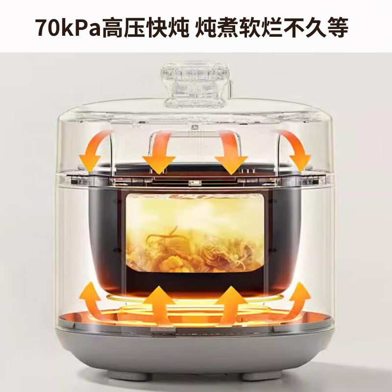 九阳(Joyoung)电压力煲铁釜智能调压煮饭锅家用多功能迷你电压力锅 Y-20H60(椰子灰)高清大图
