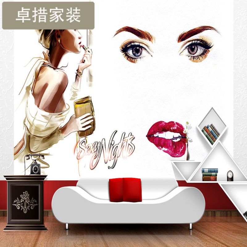 3d个性韩式半永久定妆纹绣化妆店背景墙壁纸美容美装修墙纸壁画壹德壹