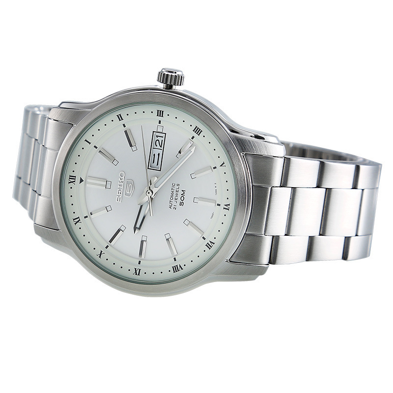 精工SEIKO5手表男士商务防水大气简洁腕表机械表男 SNKP09K1