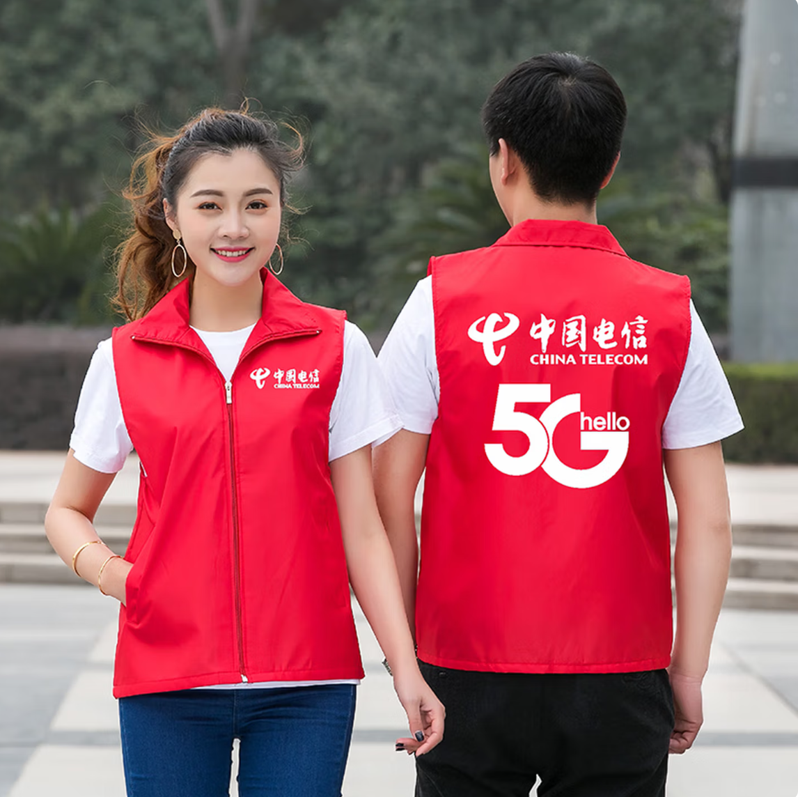 Soft Bloom复合反光马甲 反光工作服 斜插口袋 中国红