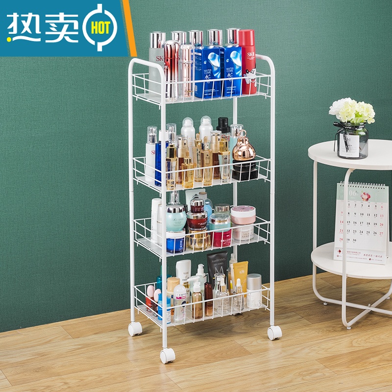 敬平厨房收纳置物架落地多层可移动小推车果蔬菜篮子零食卧室储物架子高清大图