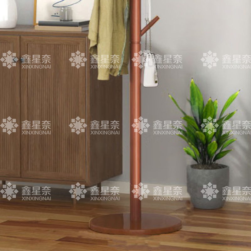 鑫星奈 XXN4041304 落地衣帽架家用卧式挂衣架胡桃色圆盘高清大图