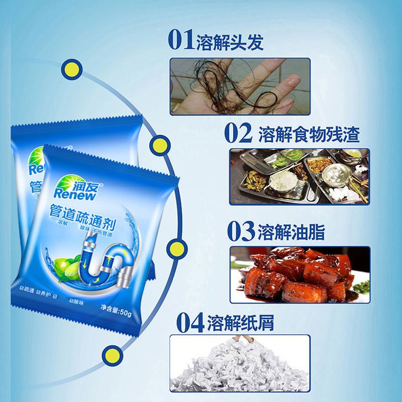 8包(严重堵塞) [1包装-24包装]强力管道疏通剂下水道厕所卫生间马桶堵塞除臭剂