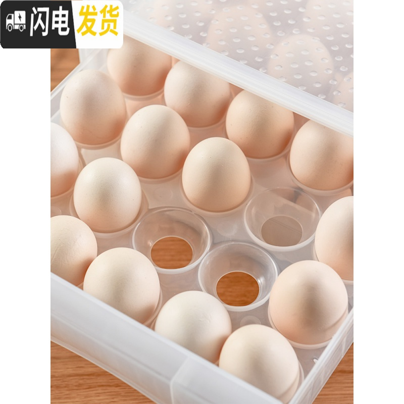 三维工匠冰箱鸡蛋格保鲜厨房饺子收纳透明食物品盒子蛋架蛋托长方形抽屉式收纳盒高清大图