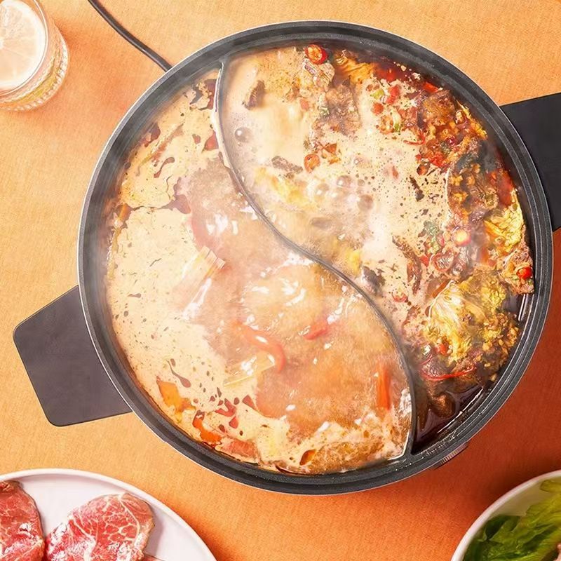 小米知吾煮鸳鸯锅家用大容量中式火锅电磁炉不粘锅涮肉菜清汤辣锅高清大图
