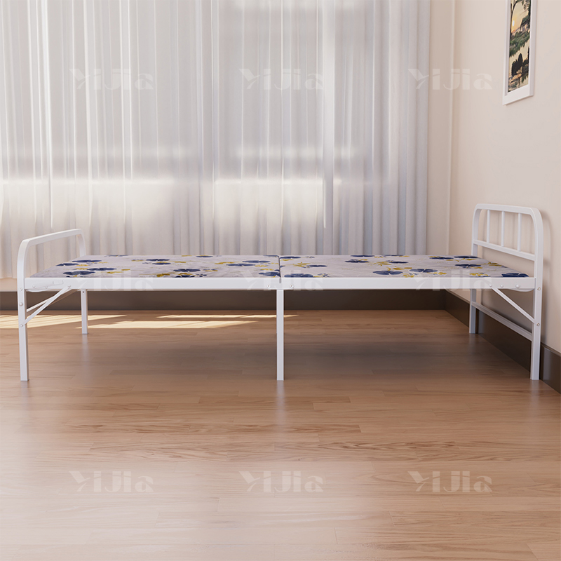 翌嘉 YJ4052501钢木床简易折叠床单人床两折折叠午休床铁架床 0.8米白色高清大图