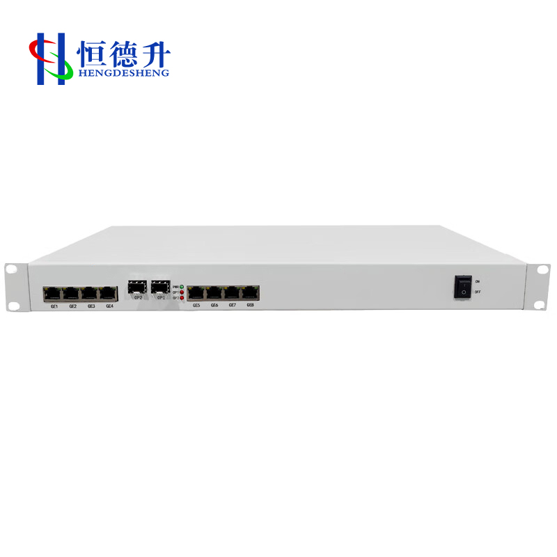 恒德升 万兆光口+8路线速物理隔离千兆网络光端机单纤LC20KM HDS-A059SBH600-OPT8GE20K高清大图