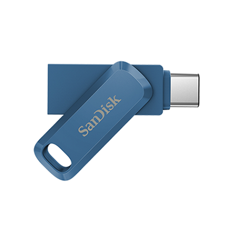 闪迪(Sandisk)128GB U盘 至尊高速酷柔Type-C接口手机电脑两用双接口OTG内存扩容 蓝色