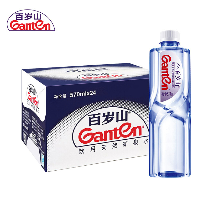 景田 百岁山饮用天然矿泉水 570ml*24瓶 整箱装 1箱装