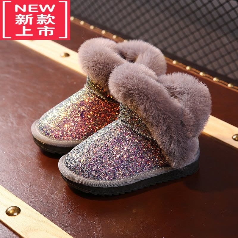 可莉允儿童雪地靴2022秋冬季新款女童防滑保暖加绒加厚棉靴短靴公主鞋子图片