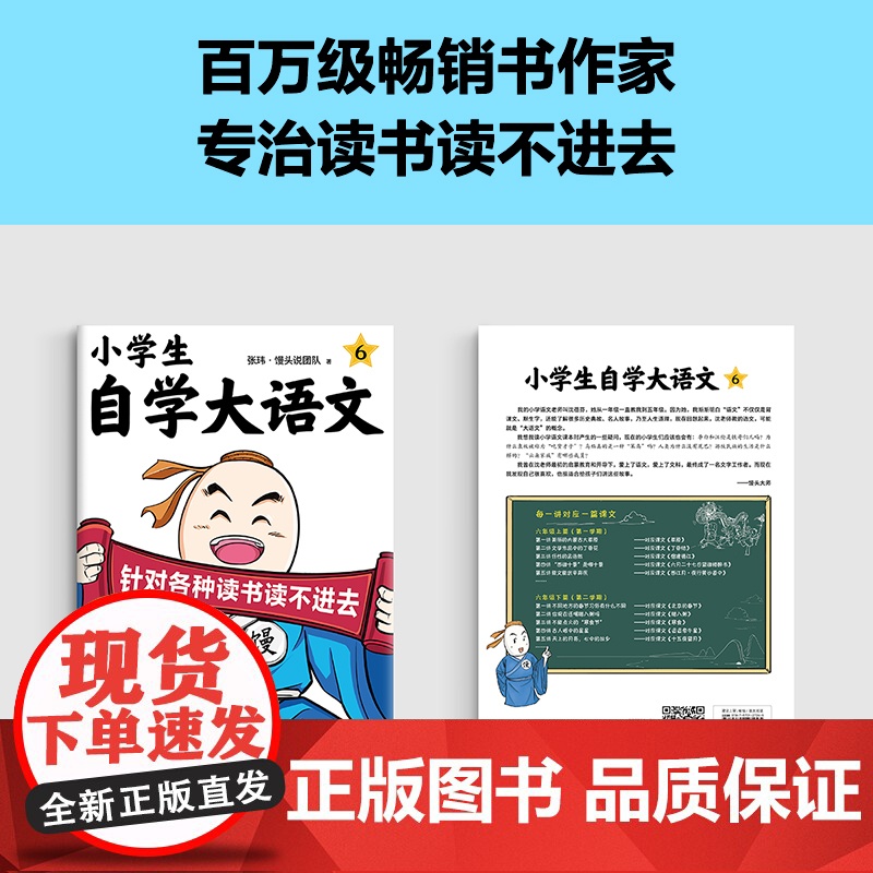 小学生自学大语文6 针对各种读书读不进去 馒头大师新作 小学写作素材 一到六年级课外阅读积累高清大图