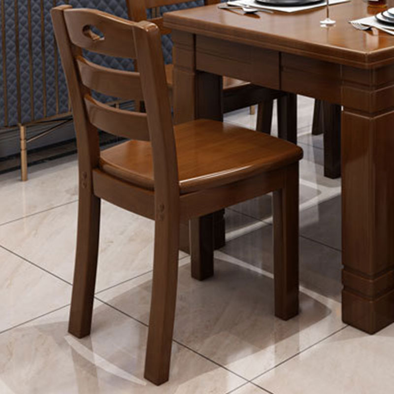 臻远 ZY5110240 实木餐桌椅组合胡桃色长方形餐桌椅 1.45米一桌六椅高清大图